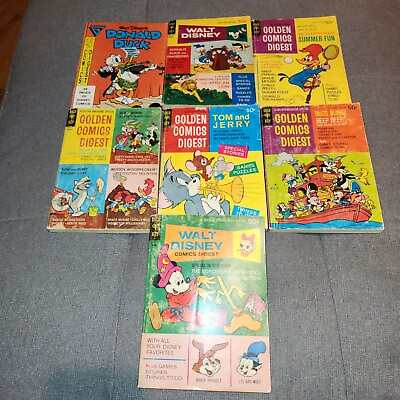 #ad VINTAGE 70S WALT DISNEY GOLDEN COMICS DIGEST GOLD KEY LOT OF 7. 6 FROM 70 TO 73 $39.80