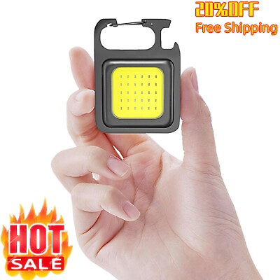 Mini COB Work Light Rechargeable LED Flashlight Keychain Portable Pocket Torch $3.85