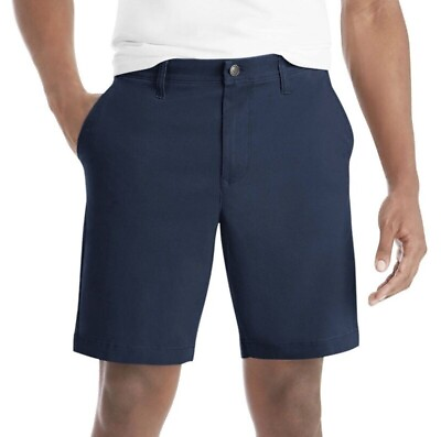 #ad Members Mark Everyday Flat front Shorts DARK BLUE SIZE 32 $11.04