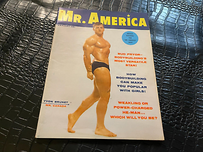 #ad FEBRUARY 1960 MR MISTER AMERICA bodybuilding magazine YVON BRUNET $24.99