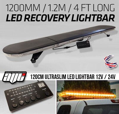 #ad LED Amber Light Bar Strobe Beacon Recovery Warning 120cm 1200mm 1.2m 48quot; GBP 189.98