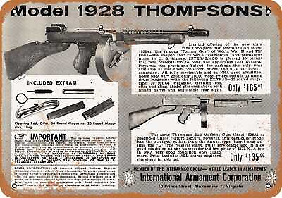 #ad Metal Sign 1962 Model 1928 Thompson Submachine Guns Vintage Look Re $18.66