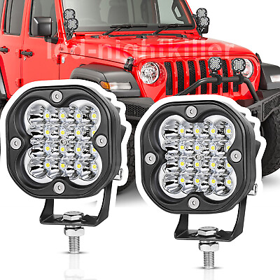#ad 2X 3quot; 160W LED Round Off Road Drivng Spot Pods 6500K Cube Work Light Bar 4 Row $25.98