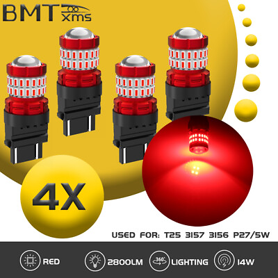 #ad 4x Red LED Brake Stop Tail Lights Canbus Bulbs 3157 for Wrangler Grand Cherokee $18.59