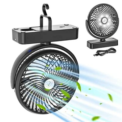 #ad 10000mAh Portable Battery Operated Camping Fan with LED Lantern $26.99