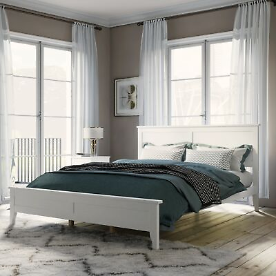 #ad Modern White Solid Wood King Platform Bed Frame $295.52