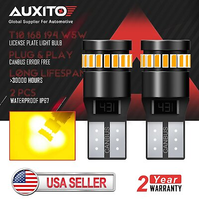 #ad 2X 168 194 Amber T10 LED Bulbs Error Free License Plate Side Marker Light Canbus $8.99