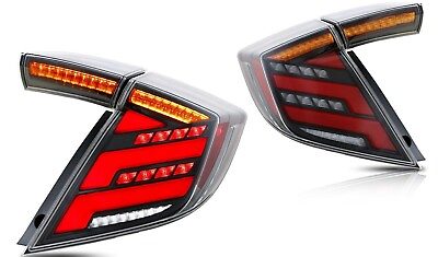 #ad Clear LED Tail Light For Honda Civic Hatchback 2016 2021 Rear Lamps Dynamic Turn $257.19