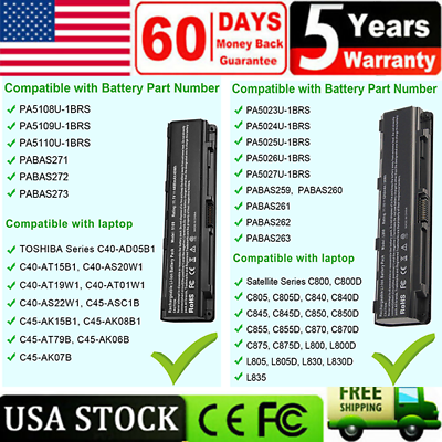 #ad PA5109U 1BRS Battery For Toshiba C850 PA5110U 1BRS PABAS272 PA5024U PABAS271 $16.99