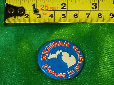 #ad Button Pin Michigan love support Pioneer in progress state map #1 A1 $5.00