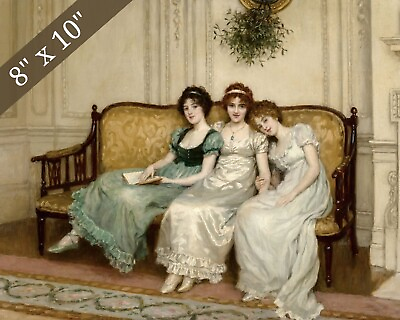 #ad 1800s Regency Era Women Painting Giclee Print 8x10 on Fine Art Paper $14.99
