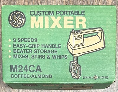 #ad General Electric M24CA Custom Portable Mixer 3 Speed Coffee Almond NOS 70s GE $54.95