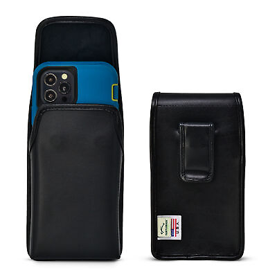 #ad iPhone 14 13 12 amp; Pro Fits OTTERBOX DEFENDER Vertical Belt Case Black Leather $41.99