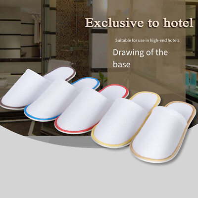 #ad Disposable Slippers Closed Toe Spa Slippers White Non Slip Hotel Travel Guest $5.85