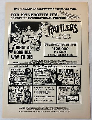 #ad 1976 grindhouse movie trade ad RATTLERSBlack ConnectionCountry Hooker more $13.46