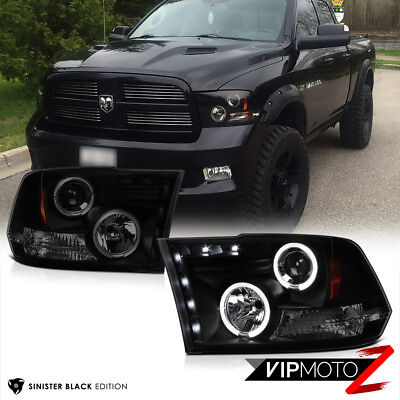 #ad 09 22 Dodge Ram PickUp Sinister Black Smoke Halo LED Projector Headlight Lamp $197.84