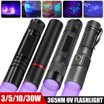 #ad UV Ultra Violet 3W 10W 30W LED Flashlight Blacklight Light 365NM Inspection Lamp $15.99