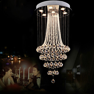 #ad Modern Crystal K9 Chandelier Rain Drop Pendant Lamp Ceiling Light Fixture Light $94.06