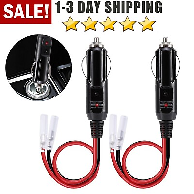 #ad 2Pcs Fused Male Car Cigarette Lighter Socket Plug Connector Cable Leads 12V 24V $7.99