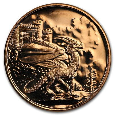 #ad 1 oz Copper Round Welsh Red Dragon $2.75