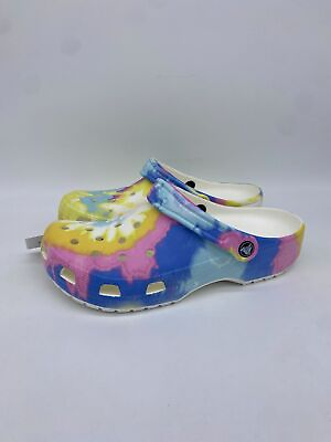 #ad Crocs Shoes Unisex M 10 W 12 Multi Classic Tie Dye Graphic Clogs Slip On NWT $33.25
