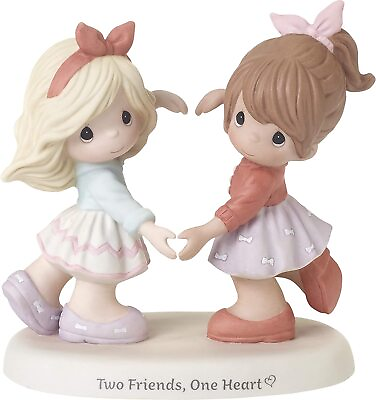 #ad Precious Moments Girls Making Hand Two One Heart Bisque Porcelain Figurine $52.24