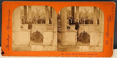 #ad AUTHENTIC 1860s STEREOVIEW CARD HIGH ROCK SPRING SARATOGA NEW YORK PHOTOGRAPH $74.99