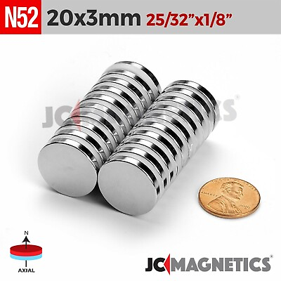 #ad 20mm x 3mm N52 Super Strong Round Disc Rare Earth Neodymium Magnet 20x3mm $39.00