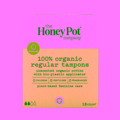 #ad Organic Regular Tampons Plastic Applicator Unscented 18 Count By The Honey Pot $14.52