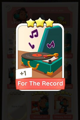 #ad Set 14 For the record Monopoly Go 3 Star Card Sticker PPP $1.99