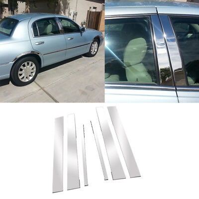 #ad 6PCS Chrome Pillar Posts Door Side Trim Cover Fit For Lincoln Town Car 1998 2011 $15.98