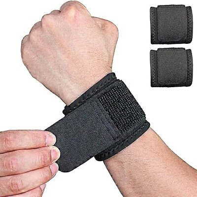 #ad #ad 2 Pck Wrist Brace Adjustable Wrist Support Wrist Strap Fitness Gym Weightlifting $8.99
