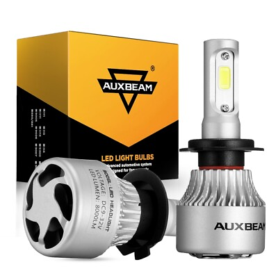 AUXBEAM H7 Car LED Headlights High Low Beam Bulbs 72W 8000LM Super White 6000K $32.99