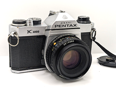 #ad Asahi Pentax K1000 w 50mm f2 Lens 35mm Film Camera Tested Working $145.00