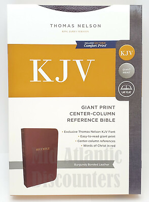 #ad Thomas Nelson King James Lay Flat Holy Bible Large Print Burgundy Leather KJV $22.98