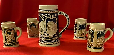 #ad Classic Beer Steins Collectible Set. FIVE for One Price. Rare Combo. Vintage. $250.00
