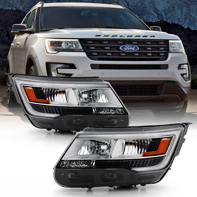 #ad Pair Set Chrome LED DRL Headlamps Assembly For 2016 2018 Ford Explorer SUV $532.99