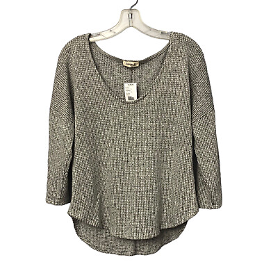 #ad Ginger G Light Knit Sweater Women#x27;s Size L Large Gray Pullover 3 4 Sleeve $8.00