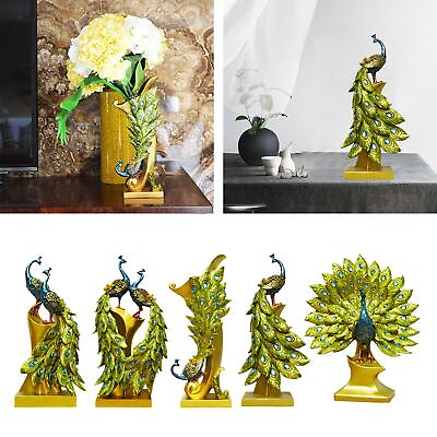 #ad Chic Resin Peacock Figurine Sculpture Decorative Ornament $47.51