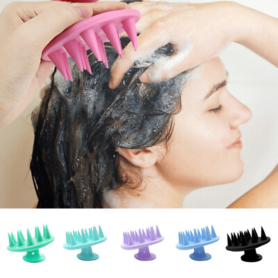 #ad Silicone Hair Scalp Massager Brush Massaging Shampoo Brush Shower Cleaner Bat $2.89