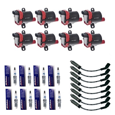 #ad New Coil Pack 8 Herko Coils 8 OEM Spark Plug amp; Wires w ADP Heat Shields $271.27