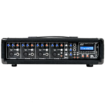 #ad 4 Channel 200 Watt Powered PA Head Mixer with Bluetooth Remote and Effects FX $161.99