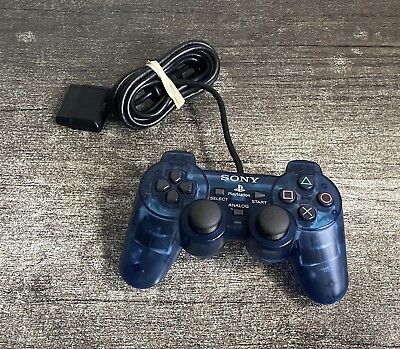 #ad Sony PlayStation 2 PS2 Midnight Clear Blue Controller DualShock OEM SCPH 10010 $29.97