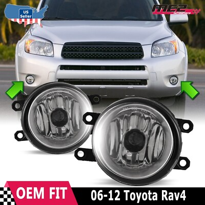 #ad For 06 12 Toyota RAV4 Factory Front Bumper Replacement Fog Lights Clear w Bulbs $34.99