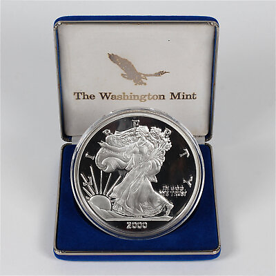 #ad 2000 Washington Mint Giant Half Pound Eagle 8 oz .999 Fine Silver Proof Round $295.00