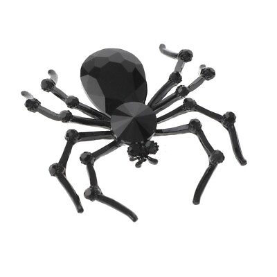 #ad Black Tone Metal Large Spider Brooch With Rhinestone P1052 JET $12.99