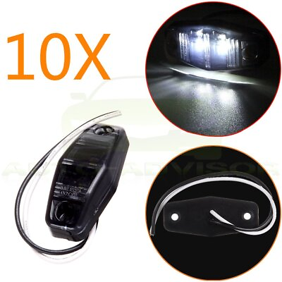 #ad 10x LED Lights Smoke Lenses Surface Mount Universal Side Marker Trailer White $15.65