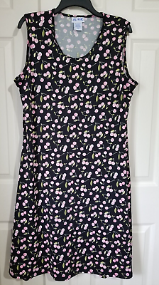 #ad Blair Women Midi Dress Size L Large Black Cherries Sleeveless Polyester Knit $7.00