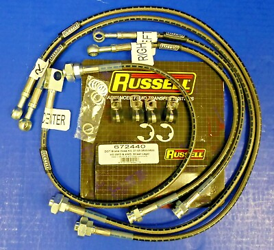 #ad Russell 672440 Stainless Steel Brake Line Hose Kit 2001 06 Silverado Sierra HD $122.19