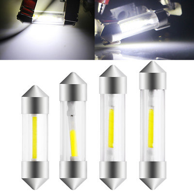 #ad 10Pcs Festoon LED Bulb COB Glass Len Dome Map Trunk Car Filament Light Lamp 12V $9.88